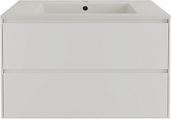 Style Line Тумба с кварцевой раковиной жасмин Лима 80 Plus подвесная эмаль белая матовая – фотография-1